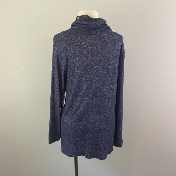 NWT BOBEAU Blue Cowl Neck Built-In Face Mask Sweat - Picture 5 of 11